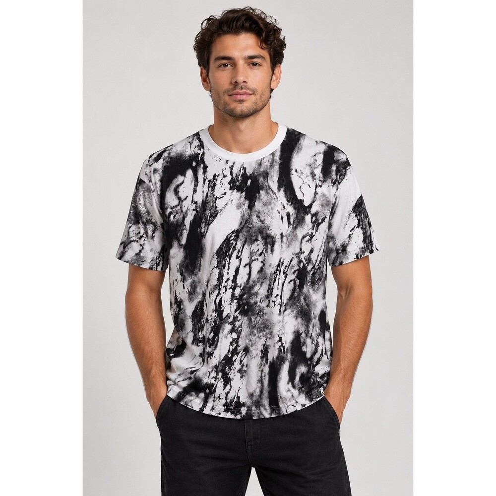 Marc Ecko Cut & Sew Brooklyn’s Best Men’s XL Black White Marble Print Tee E